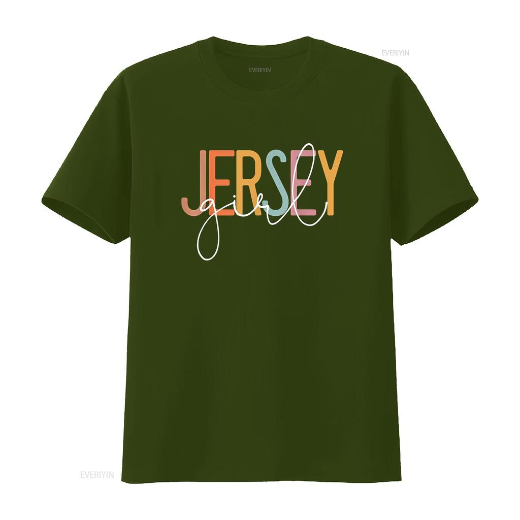 Jersey Girl Proud New Woman T Shirt vintage Washed Breathable Top For Everyday Wear Stretched homme Stylish fashion