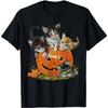 Vintage 90s Cat Pumpkin Halloween Retro Floral Spooky Season T-Shirt