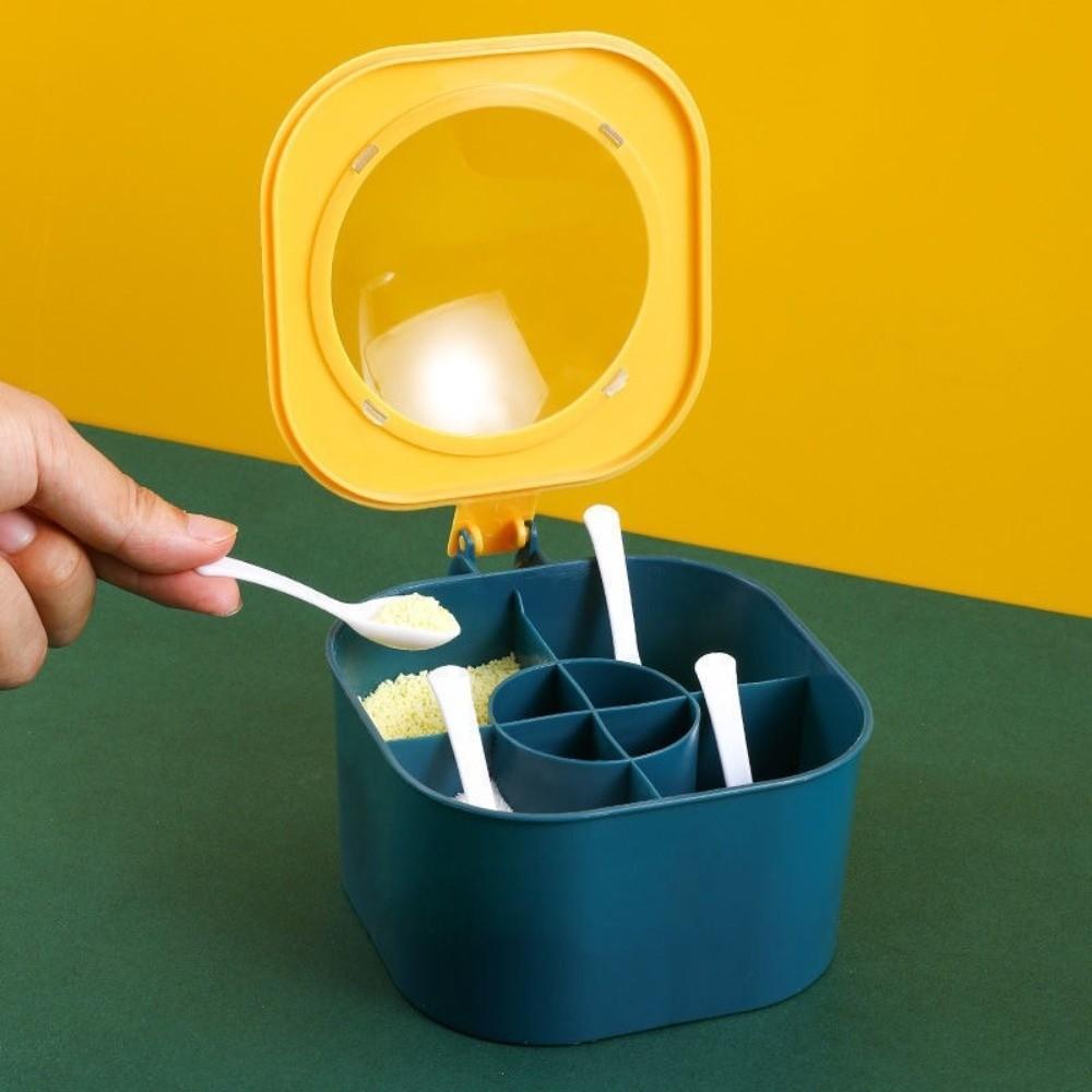 Leak-proof Multi Compartment Spice Box Push-type Seasoning Storage Box Condiment Container  Picnic