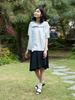 VINCENT NAVY Santorini Frill Blouse_Blue