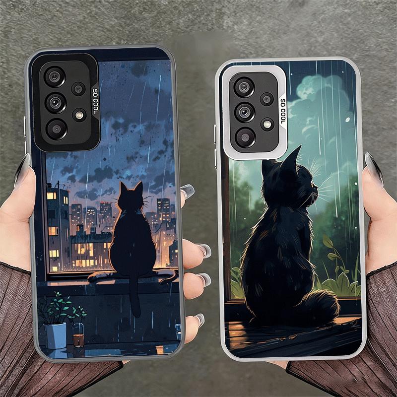 Healing Sense Cat Rain Shockproof Phone Case for Samsung A17 A16 A15 A14 A37 A57 A36 A56 A26 A35 A55 A25 A34 A54 A24 A13 A23 A33