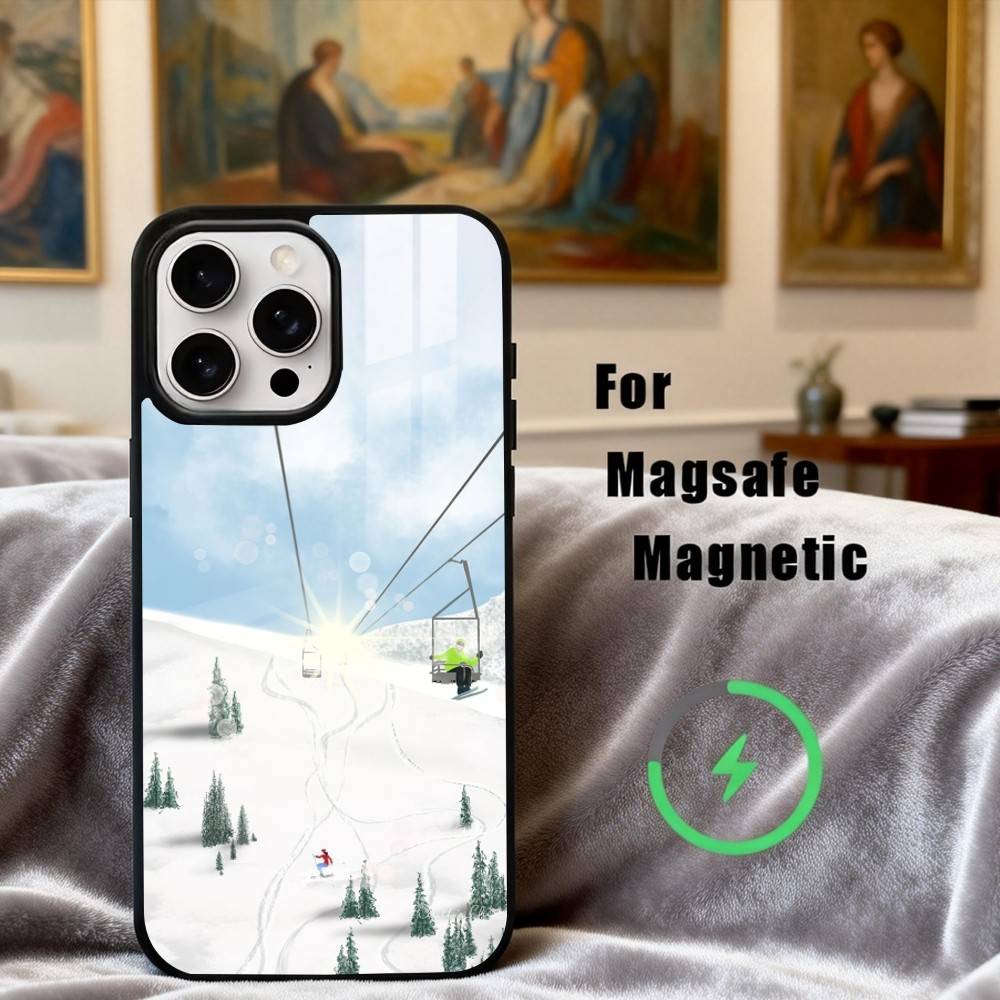 S-Snow Mountain S-Skiing Ski  Phone Case For iPhone 17,16,15,14,13,12,Plus,Pro,Max for Magsafe Magnetic Wireless Charging