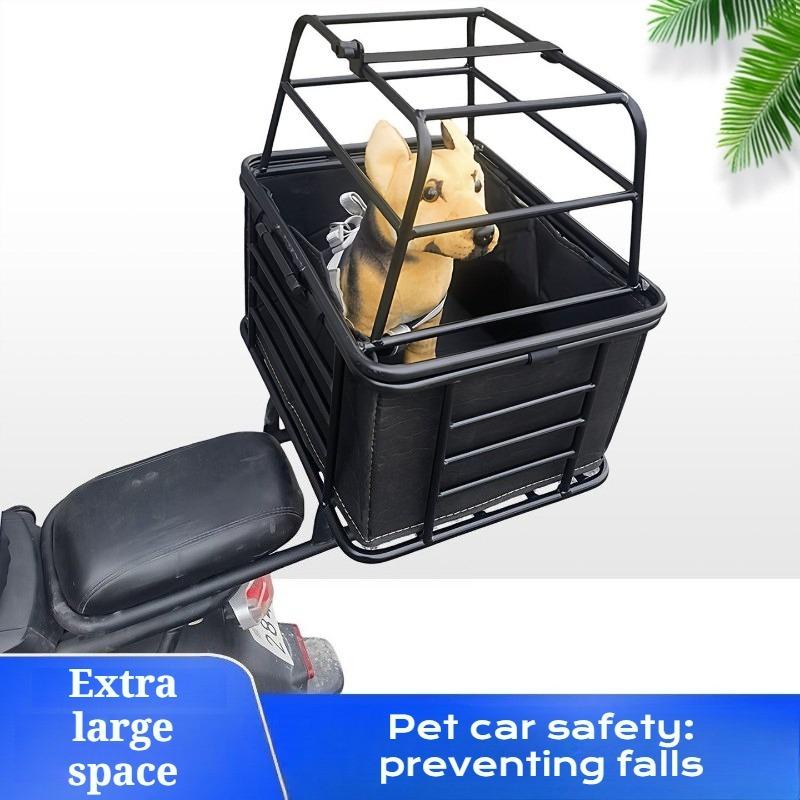 Large Bicycle Rear Basket Dog Carrier with Lock Metal Bike Rack Dogs Carriers Basket for Electric Bike Storage Basket with Liner