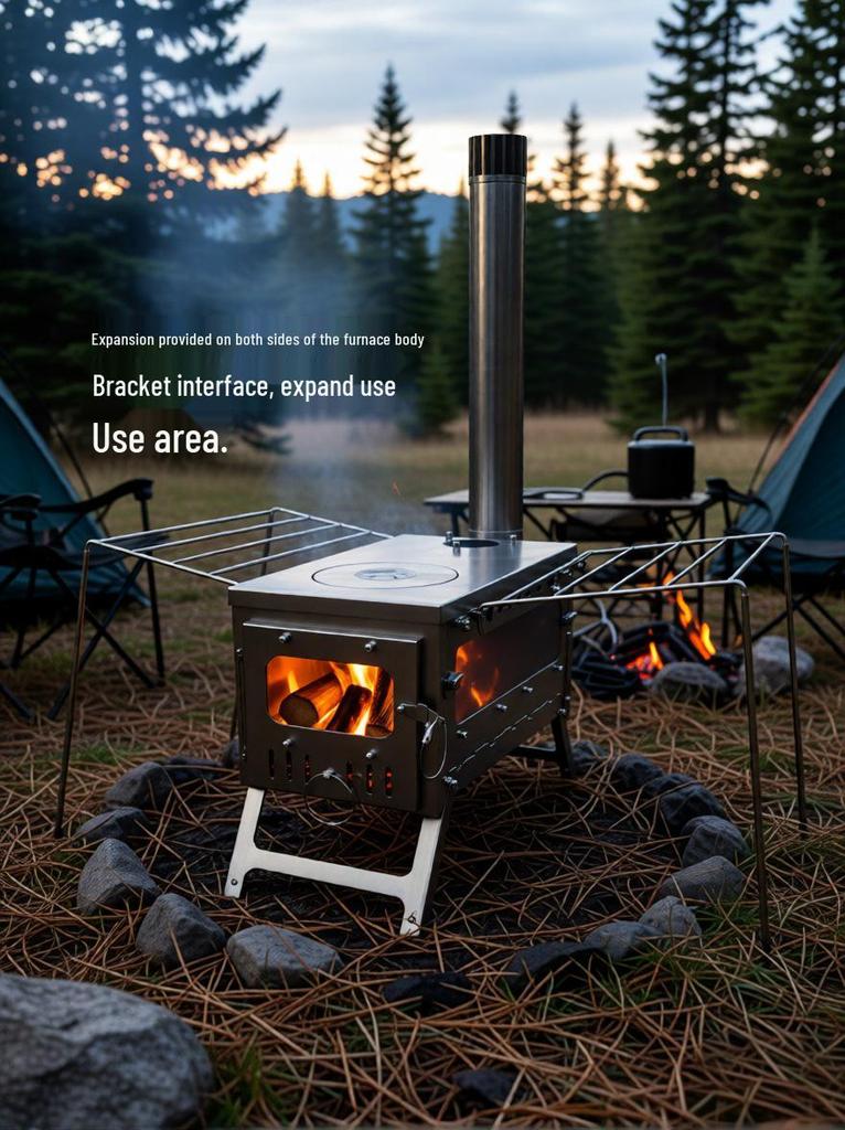 Star-Ultra-Ti Pure Titanium Multifunctional Folding Wood Stove for Portable Outdoor Camping and Tent Heating