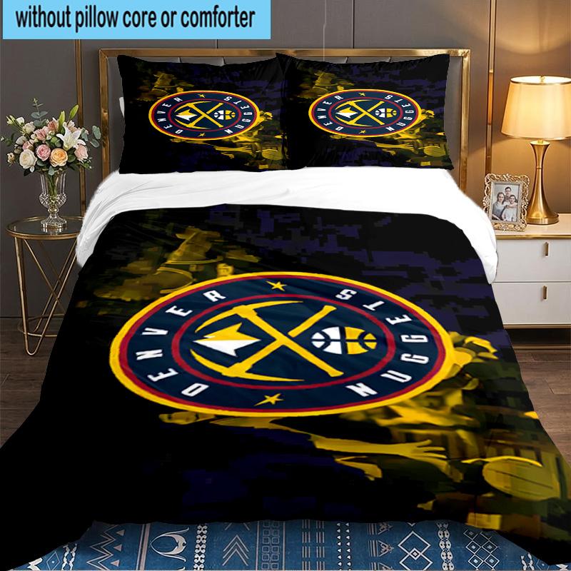 Denver Basketball Team 3pcs Bedding Set,Including 1pc Duvet Cover And 2pcs Pillowcases Perfect Gift for Christmas,Ideal for Bedroom, Dormitory