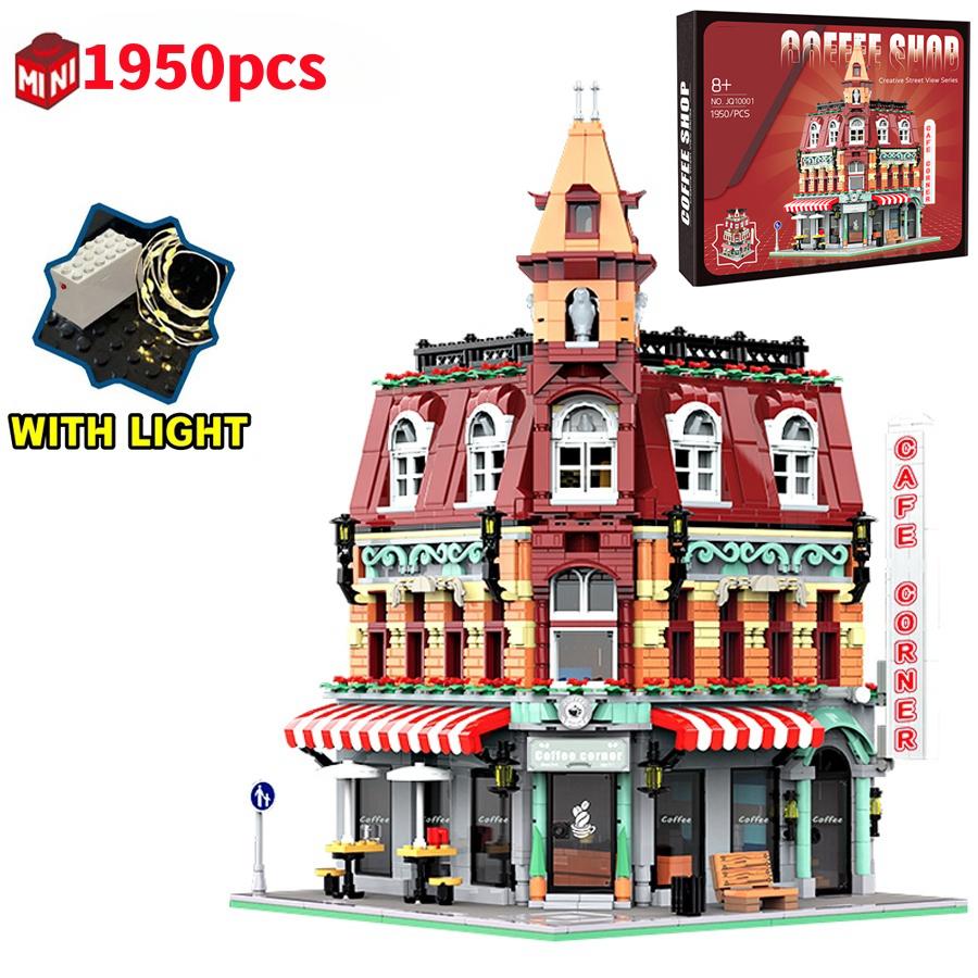 Non-Toxic European Street Scene Architecture Creative 3D Micro Building Blocks Coffee Shop Market Store Adult Kid Christmasgift