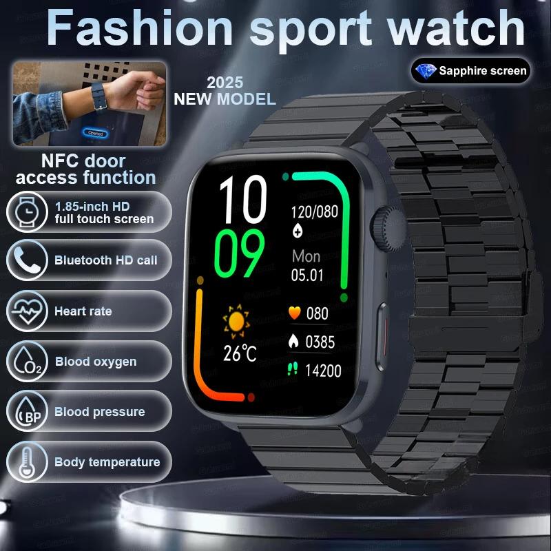 2025 Új Mikro Fizikai Vizsgálat Egészség Okosóra Férfi Sport Fitness Követő Pulzus Hőmérséklet NFC Bluetooth Hívás Okosórák