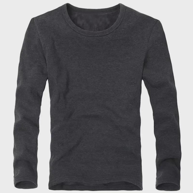 Férfi, V-nyakú, téli termikus hosszú ujjú felső, plusz bársony, vékony szabású, kívül-belül viselhető