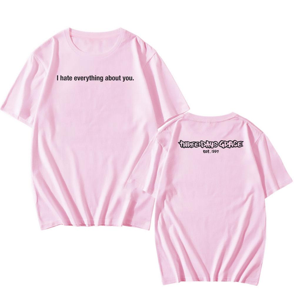 I Hate Everything about You Tour Tee THREE DAYS GRACE Rock Band T-shirt Summer Short Sleeve Tshirts for Male Unisex Shirt