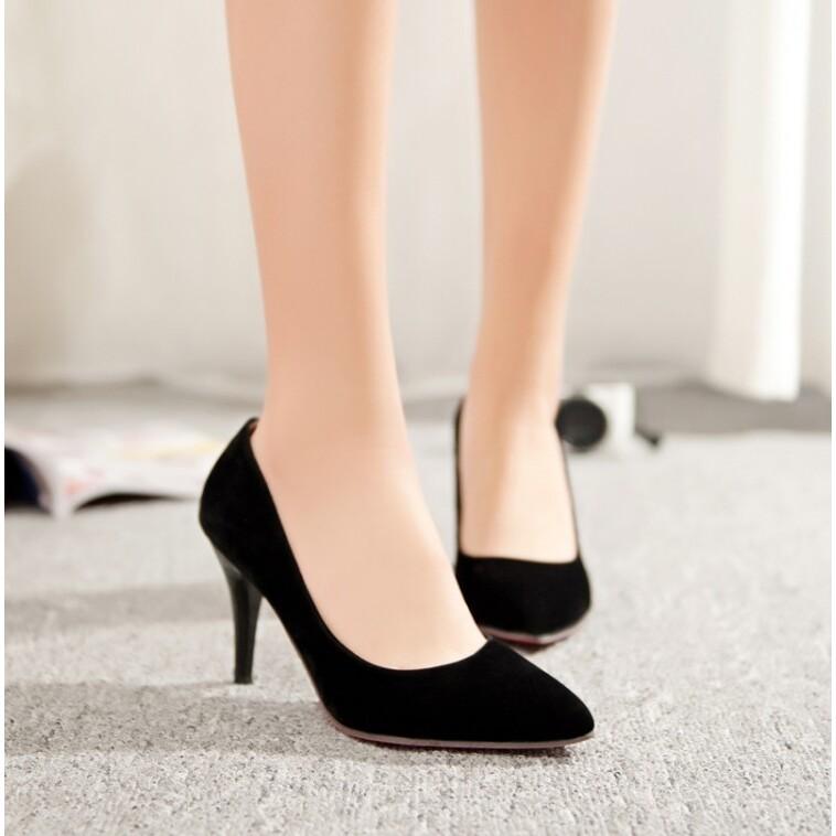 Spring and Autumn pointed head thin heel  shoes matte high heels professional shoes single shoes large size