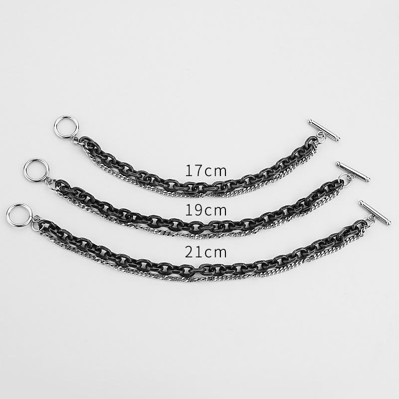 Titanium and Steel Double-layer Bracelet - Single-person, Individualistic, Simple Men's Jewelry. Retro and Niche Design for Students.