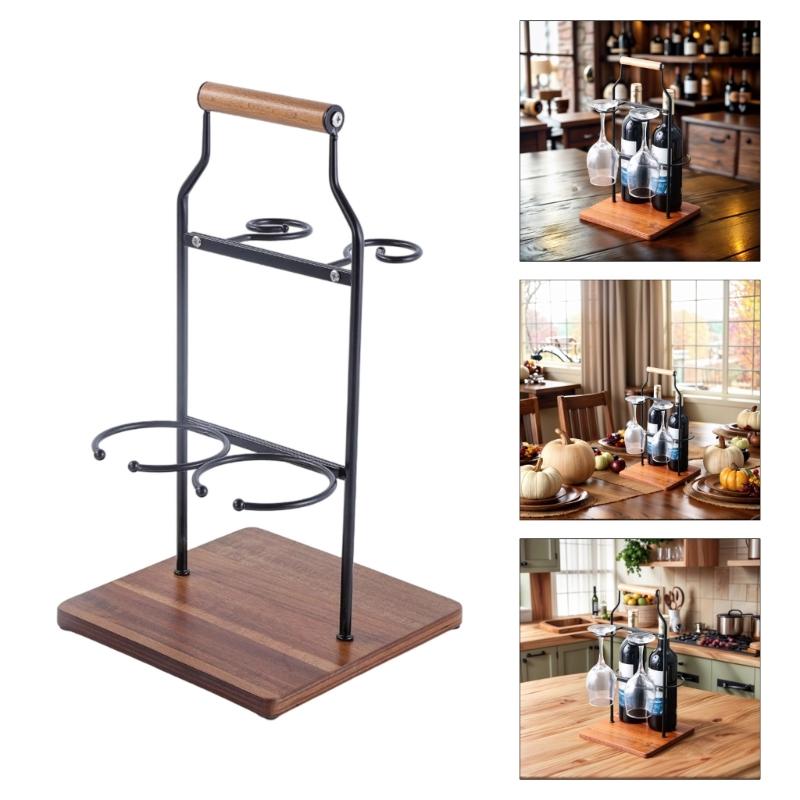 Hanging Wine Cabinet Display Stand Simple High Foot Glass Rack Hanging Glass Holder for Homes Kitchen Restaurant