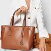 Michael Kors MK Voyager Letter Logo Pendant Solid Color Leather Catfish Bag Medium Women handbags Brown 30H7GV6T8L-LUGGAGE