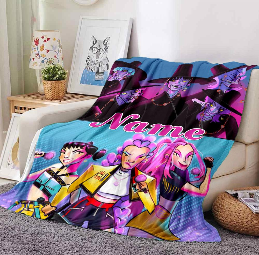 Custom Name Huntrix Squad Flannel Blanket Throw Blanket Soft Warm Sofa Bed home Decor Unique Gift