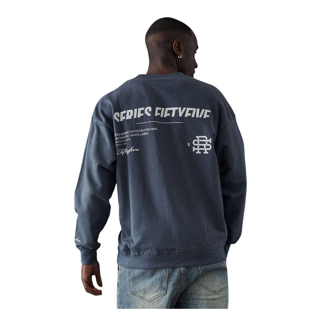 Fiftyfive Mens Back Print Crew Neck Sweatshirt