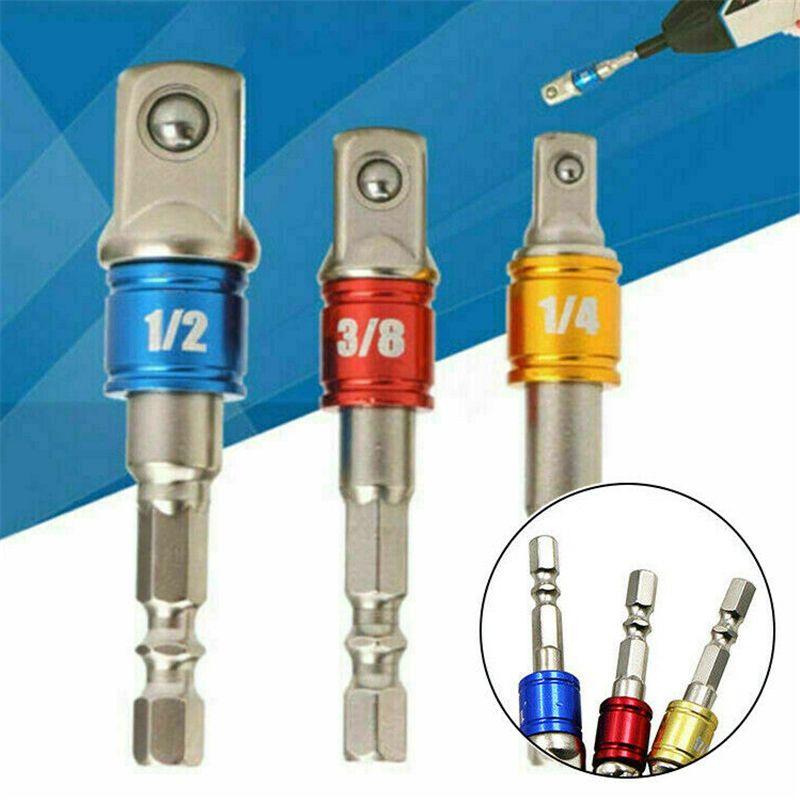 Durable Hex Shank Socket Adapter Set For Drill Drivers With Three Size Options