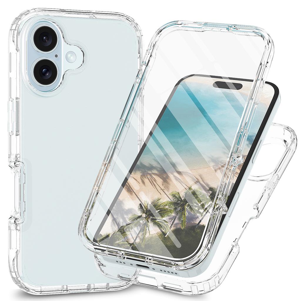 For iPhone 16 Case TPU+PC Full Protection Shockproof Phone Cover with PET Screen Guard