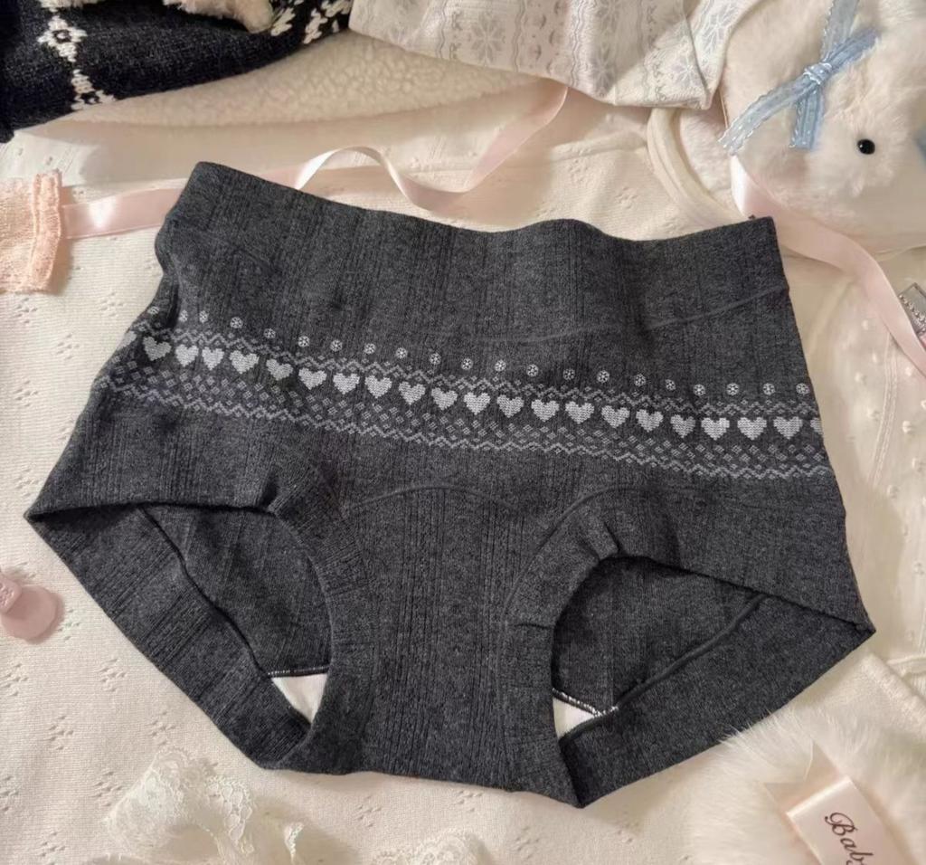 Fair Isle Style Pure Cotton Women Boyshort Panties, 10A Antibacterial Extended Crotch Soft Breathable Boxer Briefs Underwear
