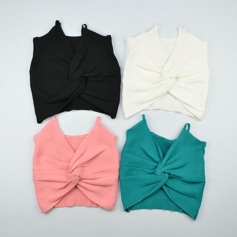 Summer New Sexy Spice Chic Butterfly Wrapped Chest with Slim Knit Suspenders Vest Female