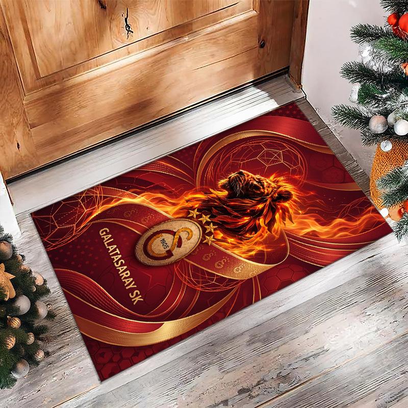 Tappeto Morbido Antiscivolo per Interni con Motivo Calcio Galatasaray FC Tappetino Decorativo Sportivo per Camera da Letto