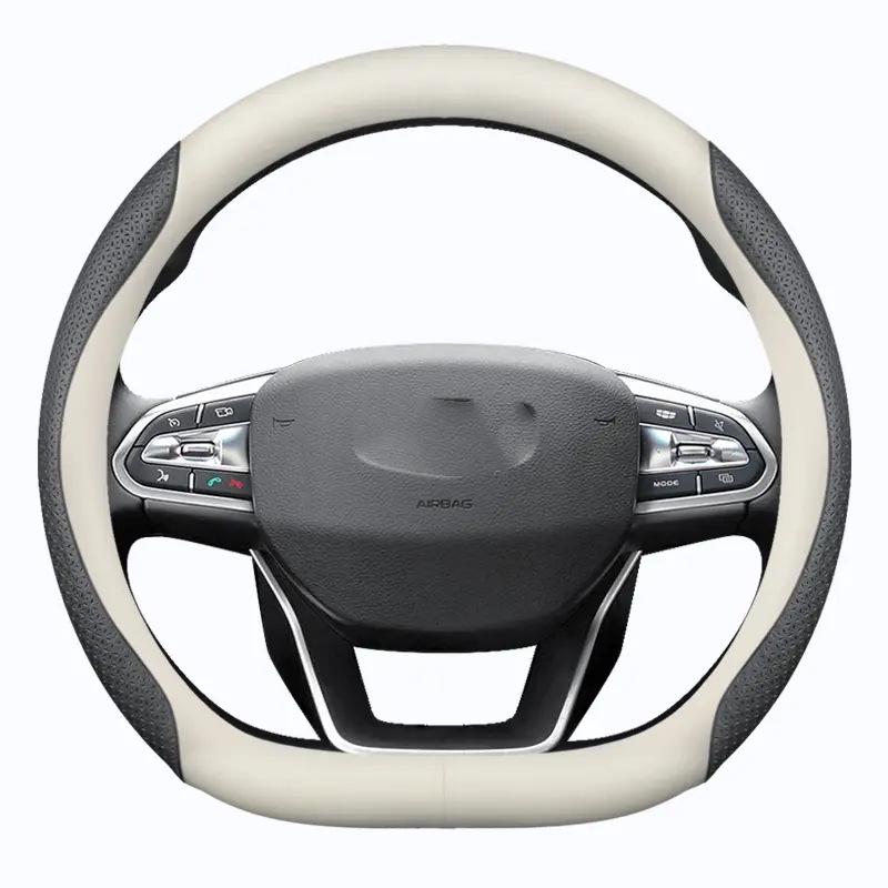Premium Genuine Leather Steering Wheel Cover for Geely Models: Xingyue L, Boyue, Emgrand L, Xingrui, Binyue, Vision X3 - Ultra-Thin Grip Design.