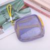 New Mini Portable Grid Tofu Bag Cosmetic Storage Net Bag Small Portable Coin Purse Mesh Makeup Bag Storage Pouch