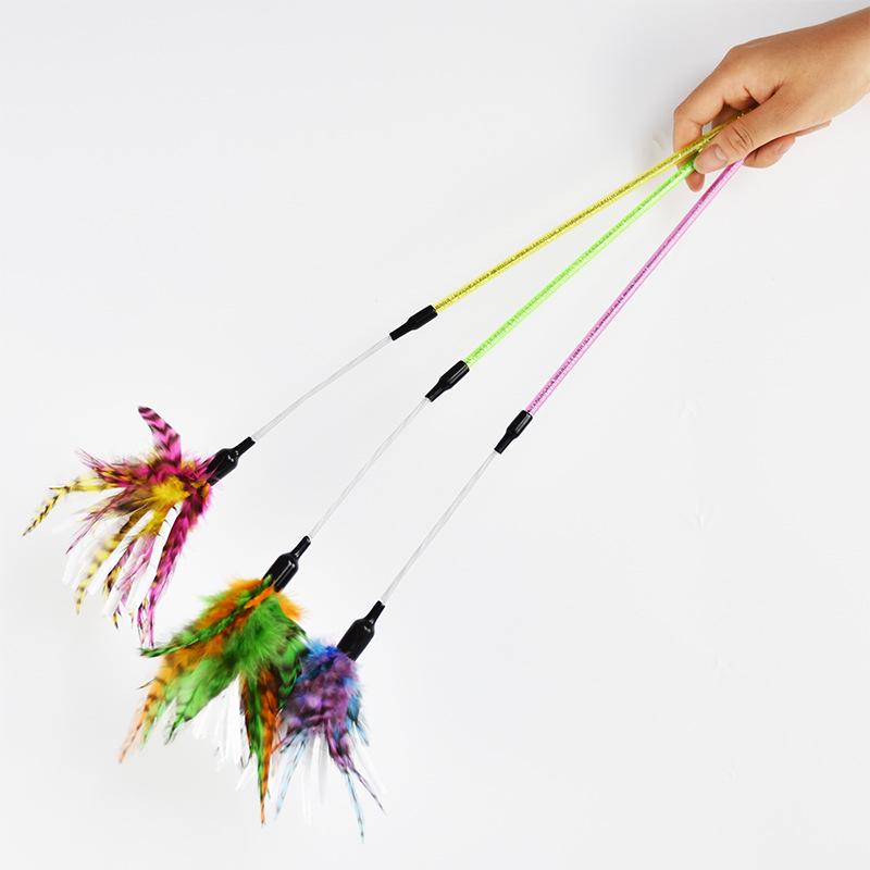 Spiral Feather Rod Cat Teaser Wand - Plastic Cat Toy