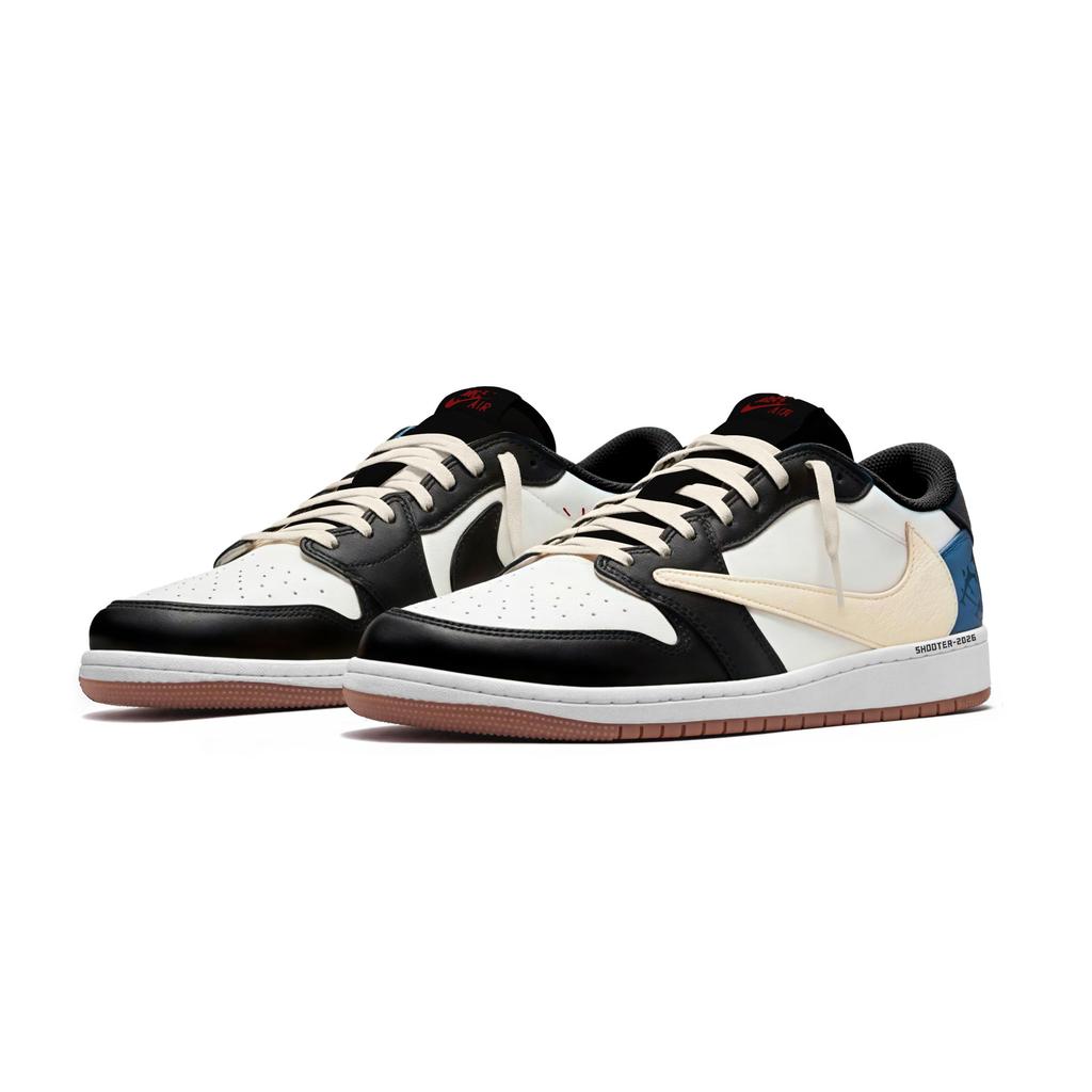 Travis Scott x Jordan Air Jordan 1 Sagittarius Fashion Trend Abrasion Resistant Low top Vintage Basketball Shoes Unisex DZ4137-700(Team1795-)