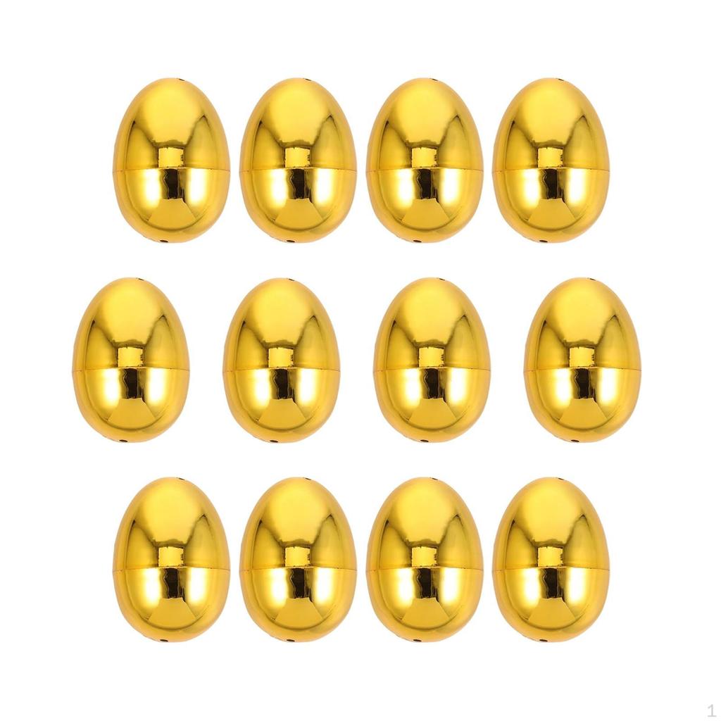 12 Pieces Fillable Easter Eggs Gold Ornaments Multifunctional for Decor Classroom Prize