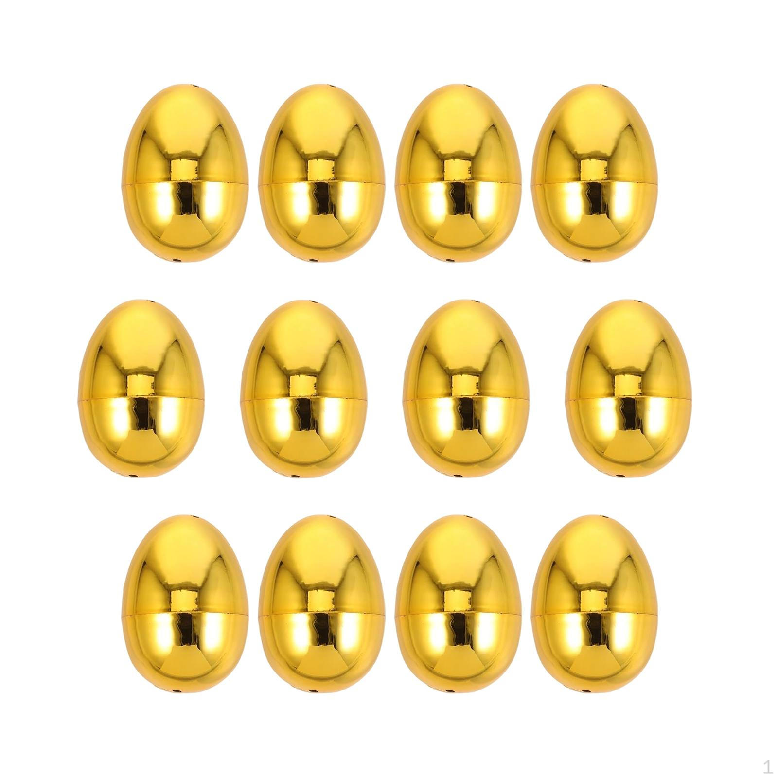 

12 Pieces Fillable Easter Eggs Gold Ornaments Multifunctional for Decor Classroom Prize S