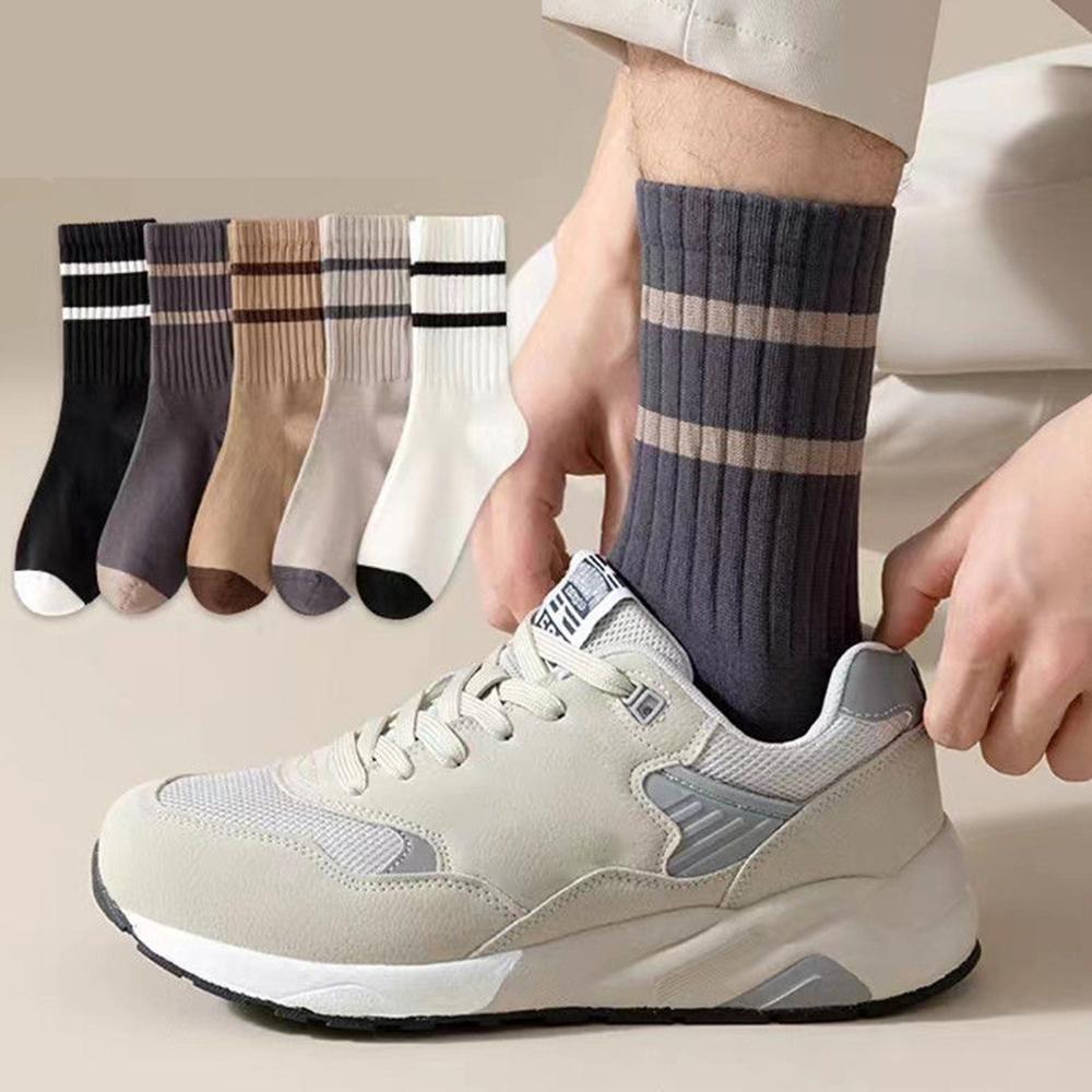 10/20 Pairs Unisex Striped Mid Tube Socks Fashionable Stripes Soft Comfortable Sweat Absorbing Breathable Couples Casual Socks