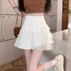 High-Waist A-Line Mesh Pleated Skirt: Women's Summer/Spring 2024 Short Skirt Pants