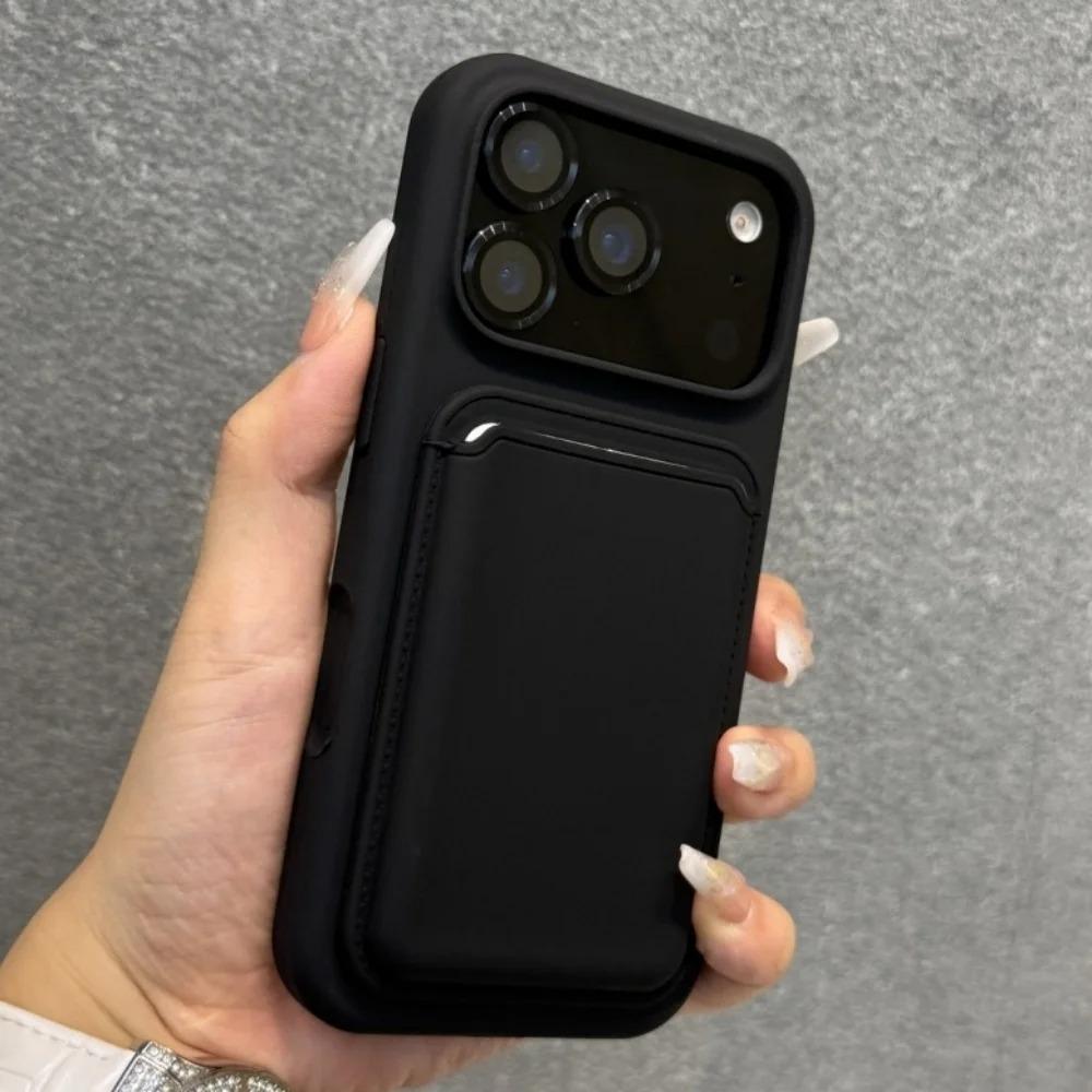 Magnetische flüssige Silikon-Handyhülle für iPhone 16 17 1 14 13 12 11 Pro Max mit Kartenfach Geldbörse Stoßfeste Hülle