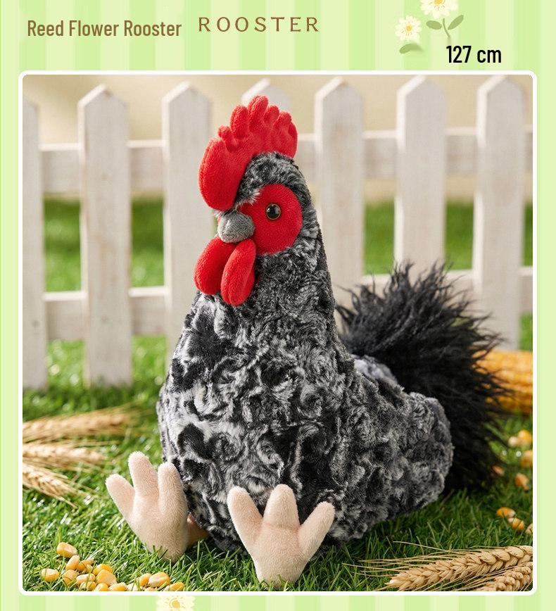 Wuji White Chicken Plush Toy - Reed Flower Rooster Hen Doll Pillow Prop