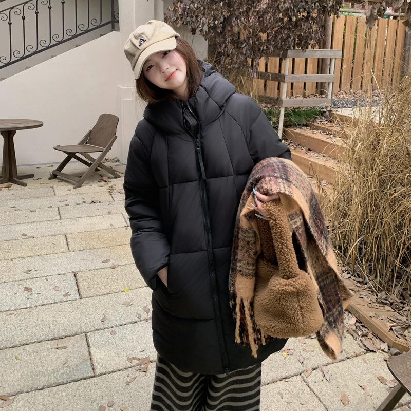 

Куртка с капюшоном на пуху с хлопковой подкладкой для девочек, длинная, новая, стеганая хлопковая куртка, куртка-хлеб. XL