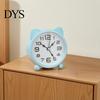 Battery Powered Clock Cat Ear Alarm for Kids, Silent Non-Ticking Metal Analog Quiet Clock, Home Office Desk Decor Decorative Table