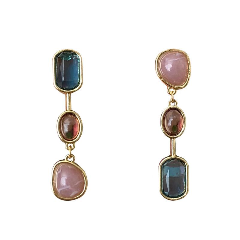 Retro Asymmetrical Contrasting Earrings, Light Luxury Earrings For Women