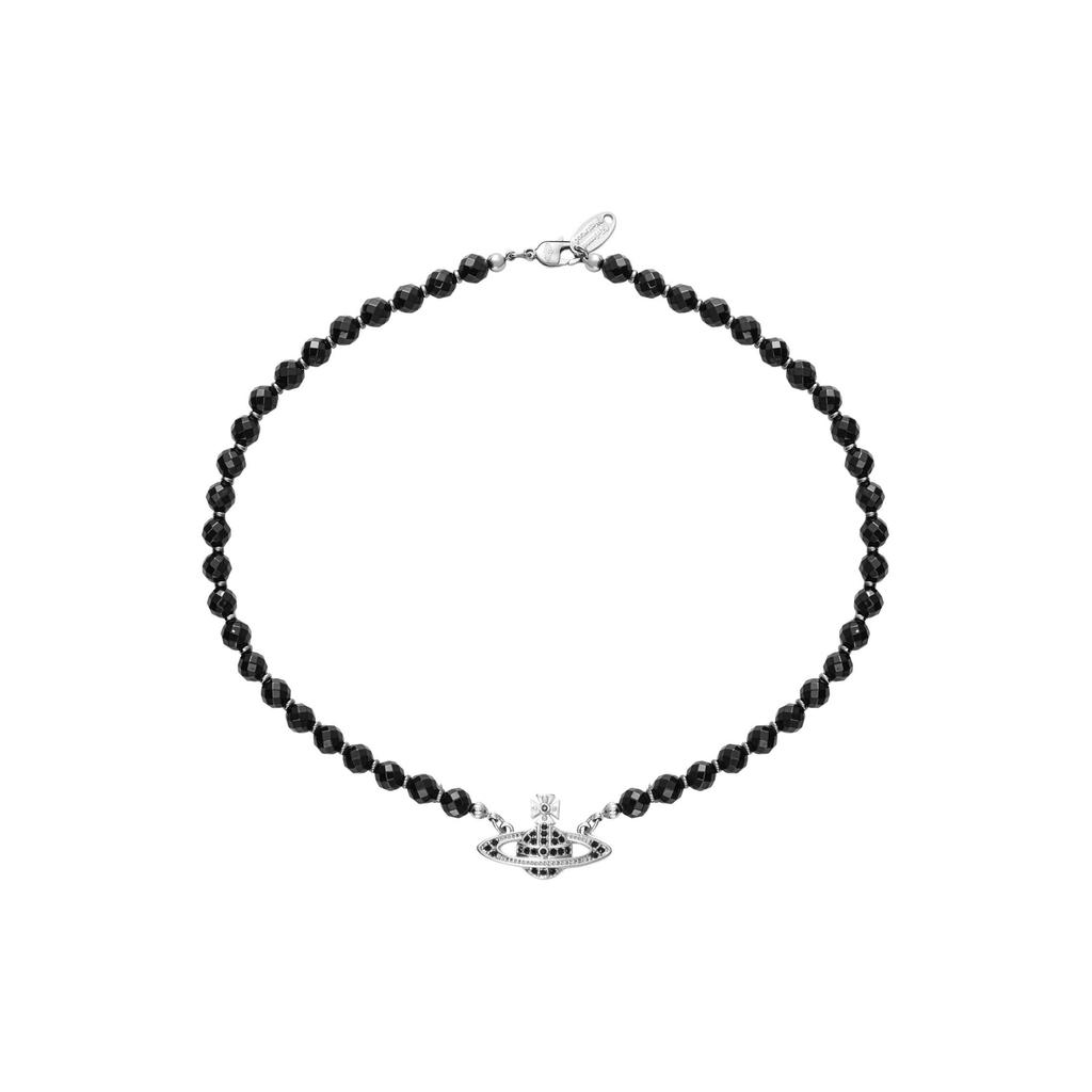 VIVIENNE WESTWOOD One Row Relief Choker Black Onyx Brass Necklace Women Necklace 63030019W270W270