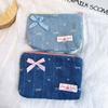 Denim Zero Wallet Madam Cute Bow Cosmetic Bag Storage Bag Travel Portable Makeup Organizer Wallet Purse with Zipper