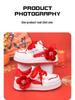 2025 Winter Girls' Red Non-Slip Sports Shoes - Versatile, Casual Board Shoes for Medium and Large Children