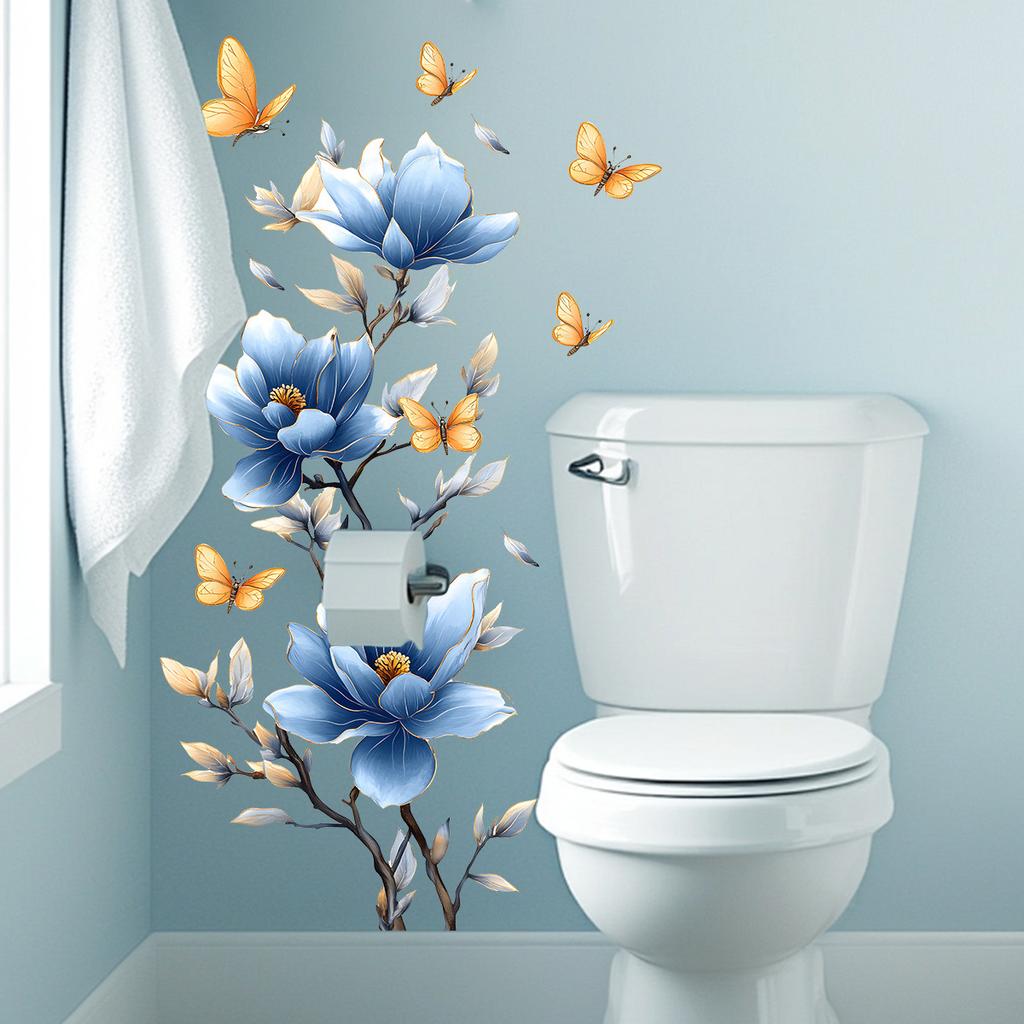 Floral Wall Sticker PVC Self Adhesive Removable Decal for Kitchen Bathroom Bedroom Home Decor