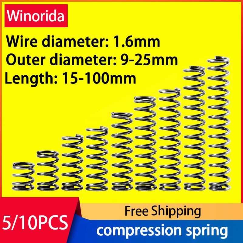 65Mn Pressure Spring Compressed Spring Release Spring Wire Diameter 1.6mm Outer Diameter 9-25mm Return Spring 1.6mm
