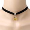 Classic Choker Necklace With Crystal Heart Pendant Gothic Gold Yellow