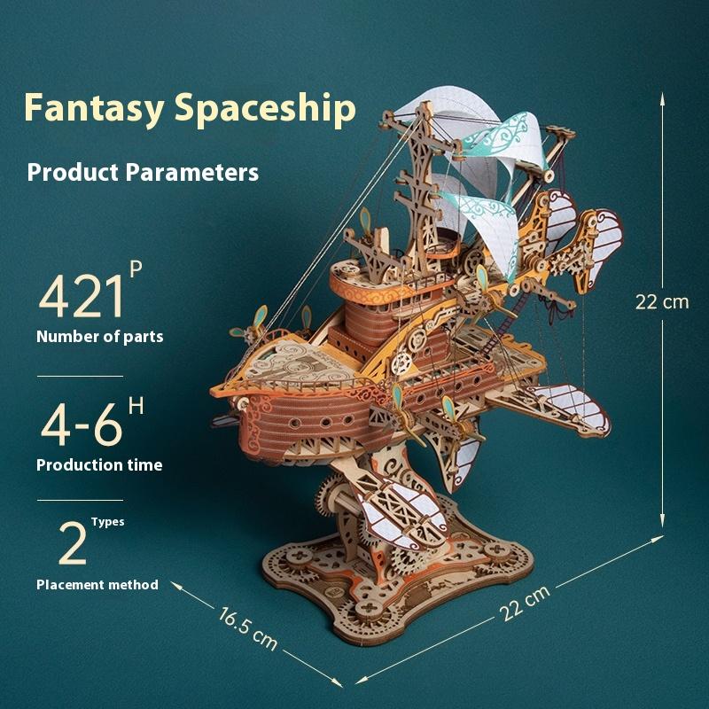 

HowCat DIY 3D Wooden Puzzle Fantastic Spaceship Popular Assembly Model Kits Toys For Children Kids Girls Birthday Gift