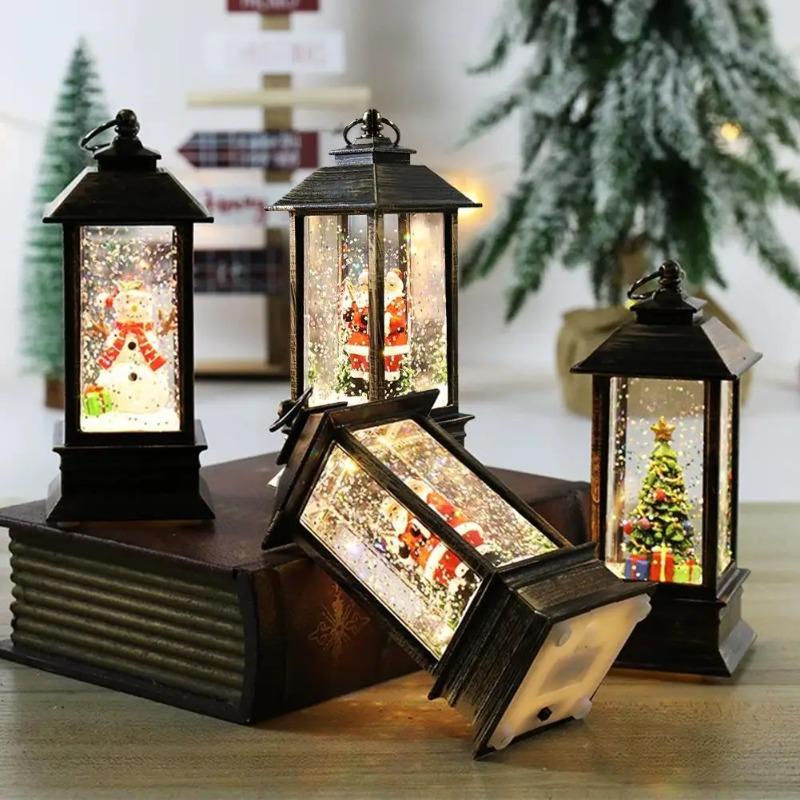 Retro Quadratische Lampe Weihnachtsmann Nachtlicht Weihnachten LED Windlichter Weihnachtsbaumschmuck Weihnachten Heimdekoration Geschenk