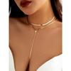 Chaîne Os de Serpent Double Long Collier Y Polyvalent Métallique Punk pour Femmes Usage Quotidien Bijoux de Mode Fête Rendez-vous Accessoire de Cou