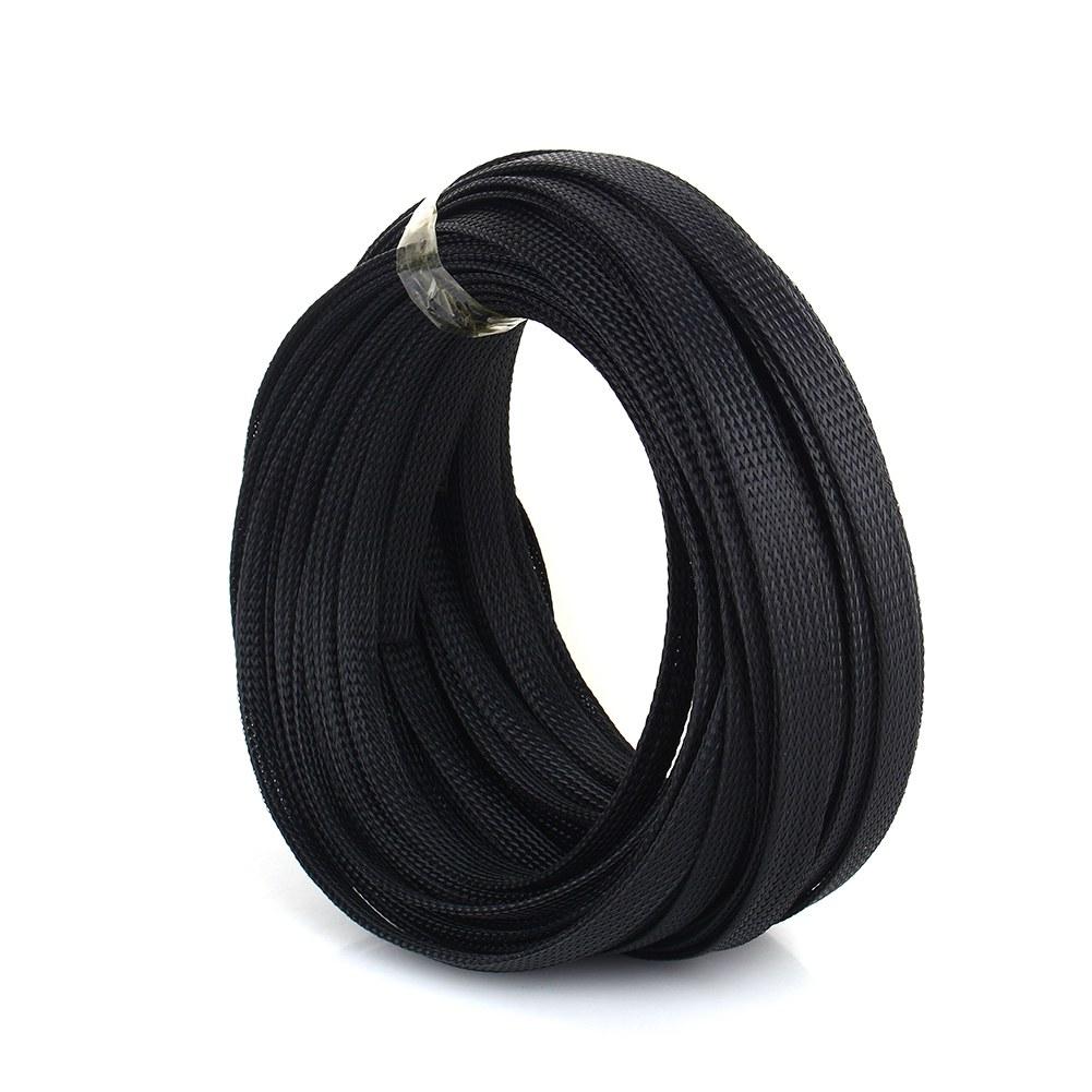 Black 6mm Expandable Braided PET Sleeving Cable High Densely 10m