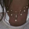 New Gold-plate Crystal Stars Pendant Necklaces For Women Necklace Multilevel Female Boho Vintage Jewelry Wedding Gift