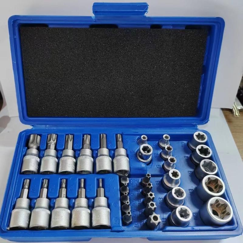 34Pcs Star Socket & Bit Set Electronic Safety Drill Driver Handheld Tool for Mechanics DIYer Enthusiasts Household Tasks