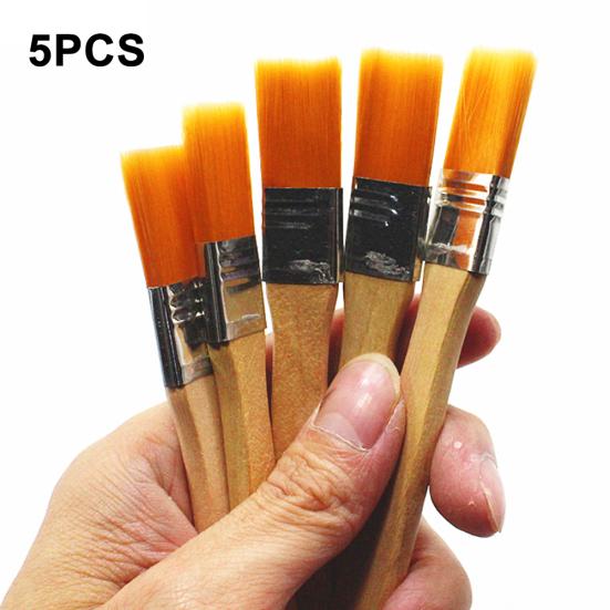 

5pcs Wooden Handle Nylon Brush, Versatile Oil Painting Brush/Barbecue Brush/Paint Brush, Dust Removal And Cleaning Small Brush 5pcs